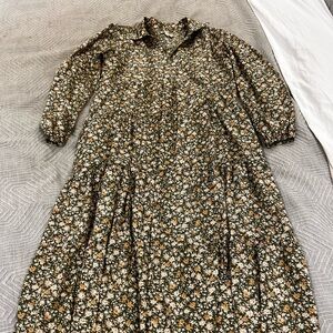 Boho floral maxi dress hunter green - small